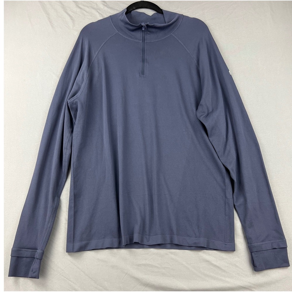Fabletics 1/4 Zip Pullover Mens XL Blue Excellent Thumbhole Mesh Training Shirt